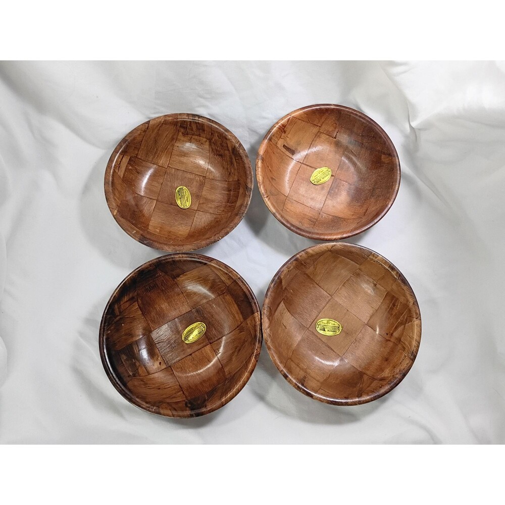 Set of 4 Vintage Godsend Wood 6" Bowls